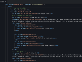 Lots of HTML coding written on a black background.