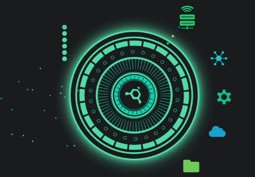 florescent green particles flowing towards a reactor