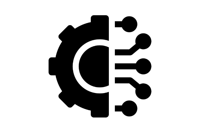 a black and white logo
