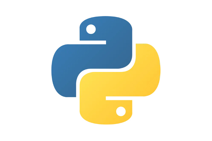 python programming language logo in blue and yellow