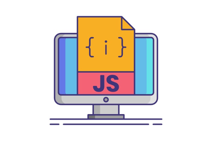 a computer screen with a yellow paper and a yellow square for use of JavaScript