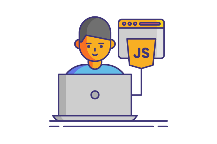 a man sitting at a laptop for use of javascript