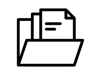 a black and white icon of a folder for data collection